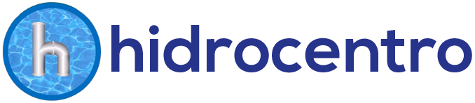 Logo de Hidrocentro con letra h sobre un fondo azul que simula agua.