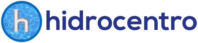Logo de Hidrocentro con letra h sobre un fondo azul que simula agua.